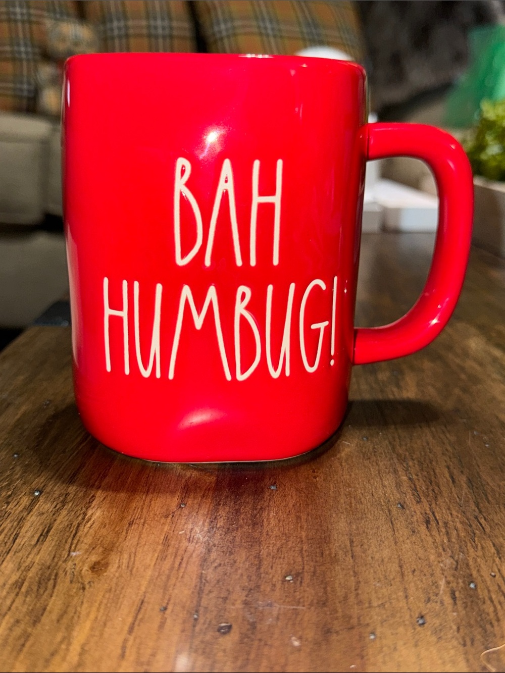 RAE DUNN Red 'Bah Humbug!' Ceramic Coffee Tea Mug - Christmas holiday